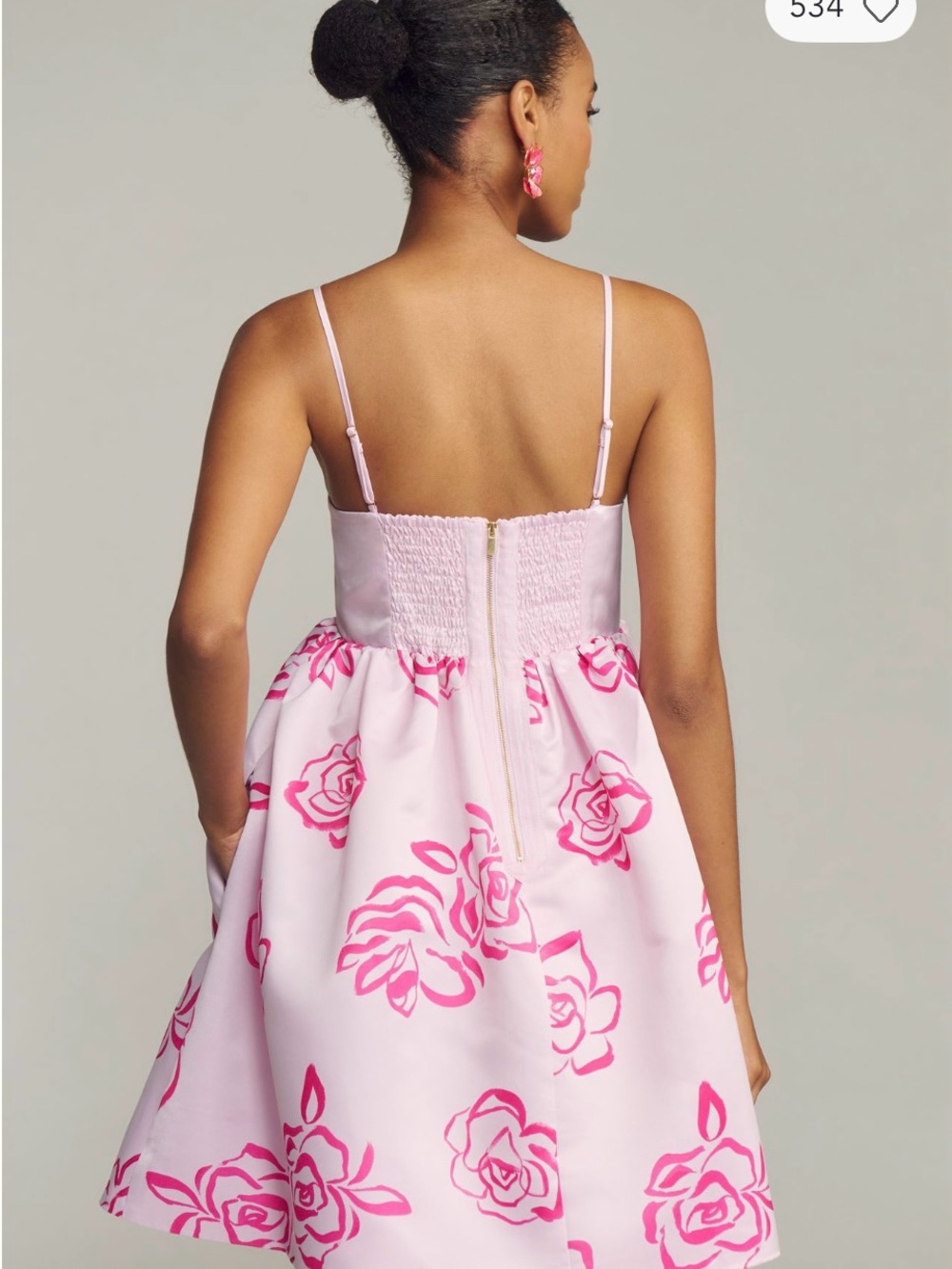 NWT - Anthropologie Maeve Pink Floral Spaghetti-Strap Mini Dress - Small - Picture 3 of 3